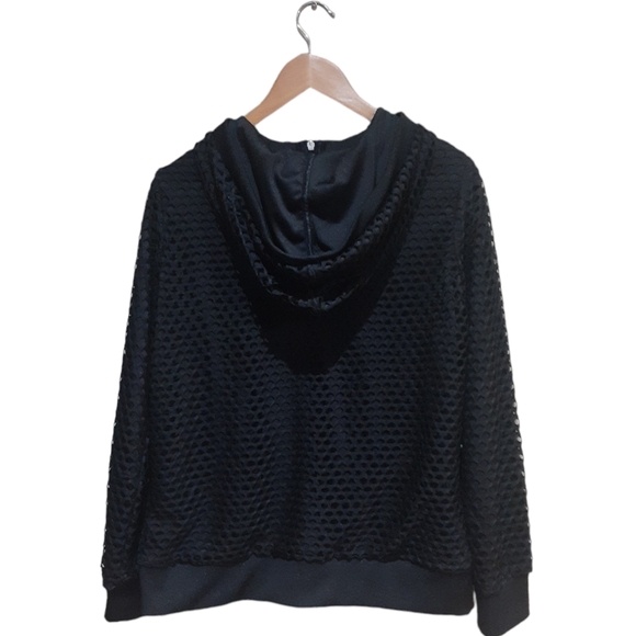 ACX Active Women's Jacket Black Hooded Full-Zip Mesh Overlay Size Large - Picture 3 of 5